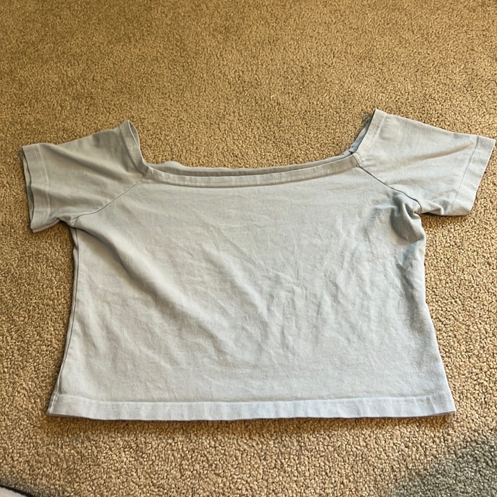 blue off the shoulder John Galt small tee Pacsun